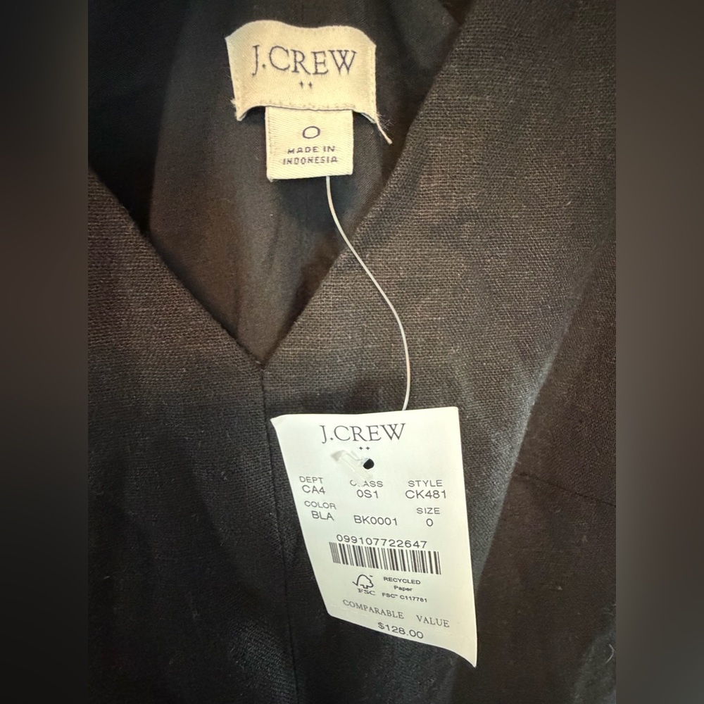 J. Crew Linen-Blend Midi Dress - NWT - 0 - Black - Picture 4 of 4